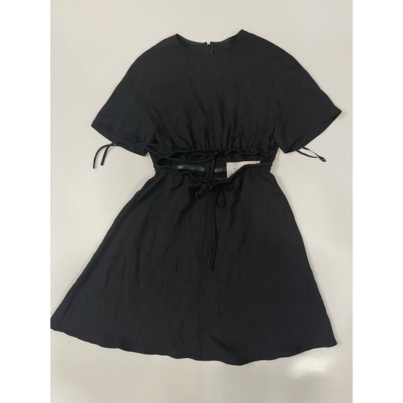 Valentino Made In Italy Silk Dress Open Front Black Color Size 2 - Picture 1 of 6
